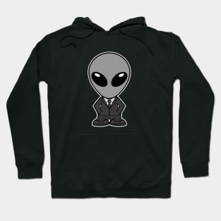 Gray Alien In Dark Business Suit Hoodie